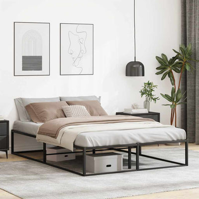 Bed Frame without Mattress Black 137x187 cm Double Metal