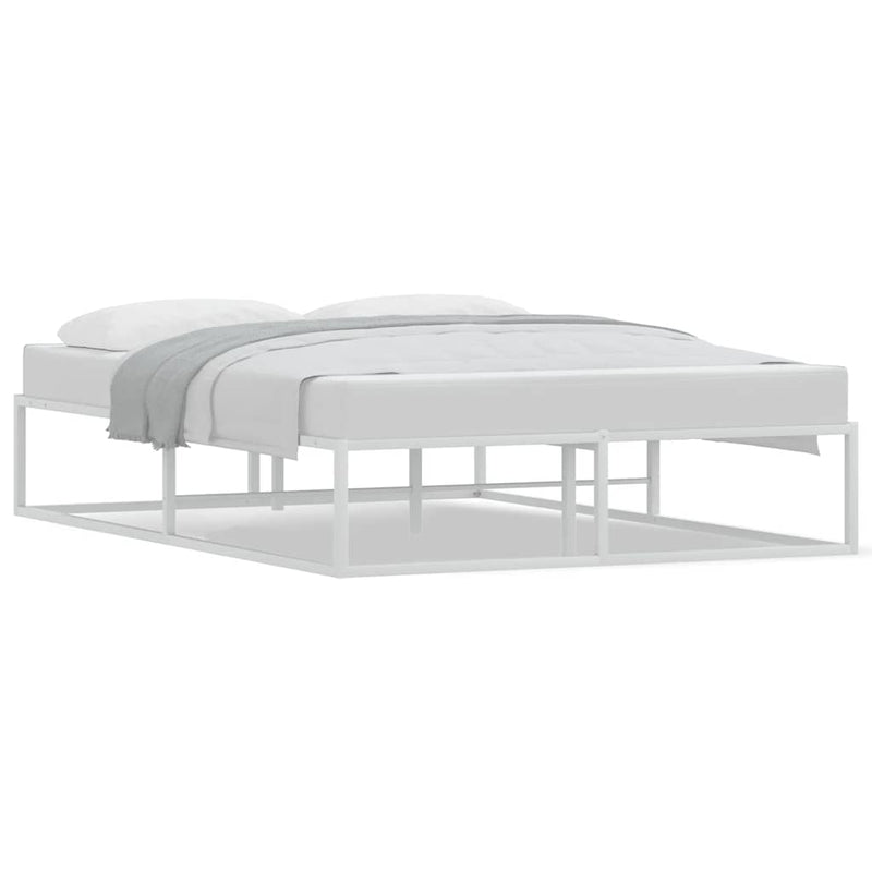 Bed Frame without Mattress White 137x187 cm Double Metal