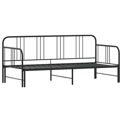 Daybed with Trundle without Mattress Black 92x187 cm Single Metal