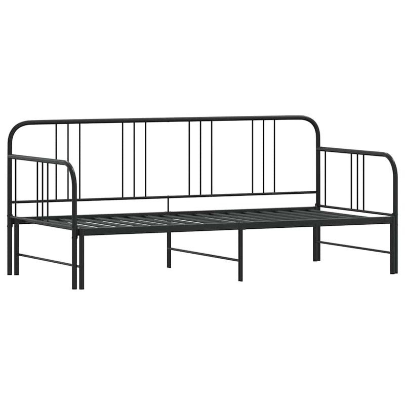 Daybed with Trundle without Mattress Black 92x187 cm Single Metal