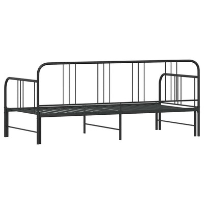 Daybed with Trundle without Mattress Black 92x187 cm Single Metal