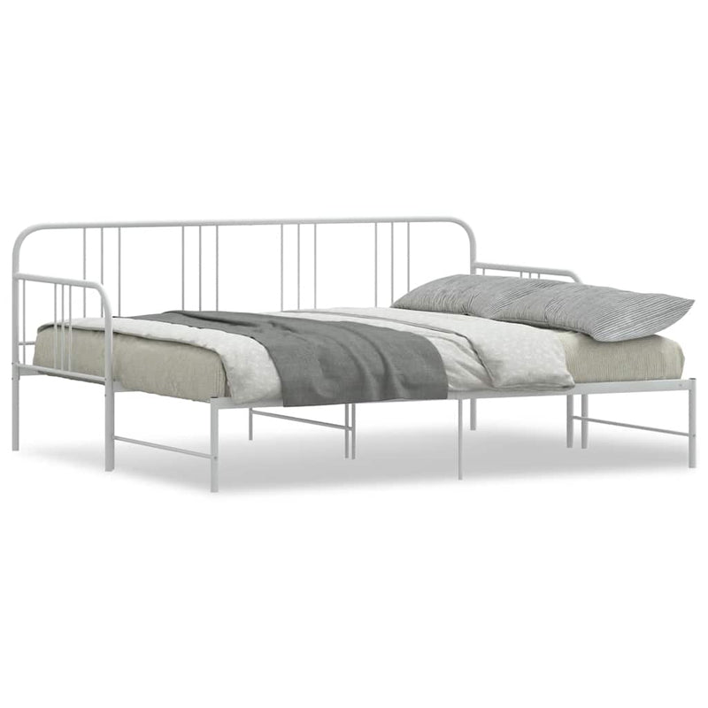 Daybed with Trundle without Mattress White 92x187 cm Single Metal