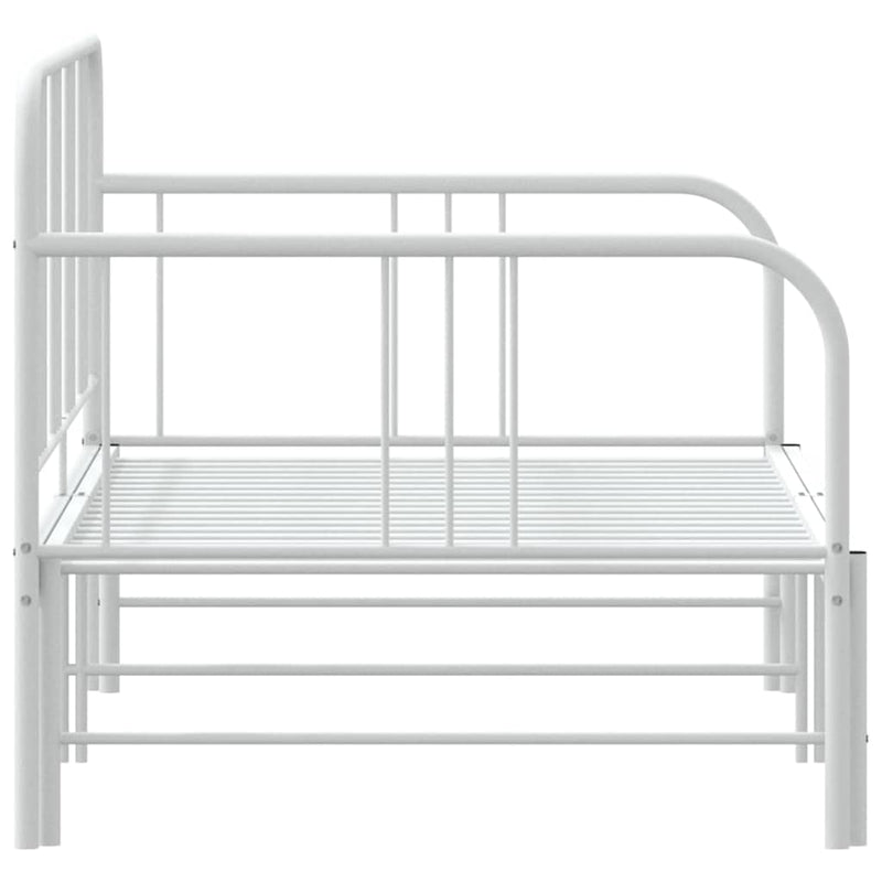 Daybed with Trundle without Mattress White 92x187 cm Single Metal