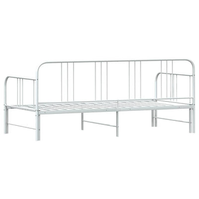 Daybed with Trundle without Mattress White 92x187 cm Single Metal