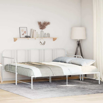 Daybed with Trundle without Mattress White 92x187 cm Single Metal