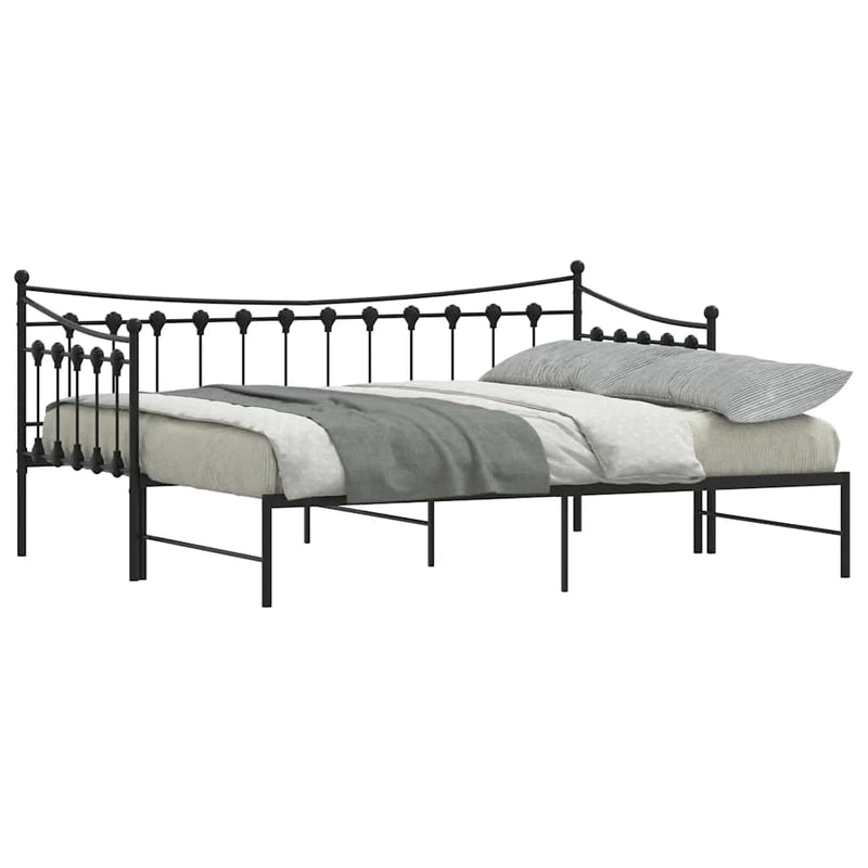 Daybed with Trundle without Mattress Black 92x187 cm Single Metal