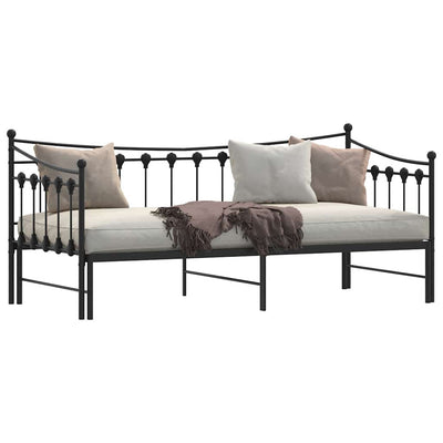 Daybed with Trundle without Mattress Black 92x187 cm Single Metal