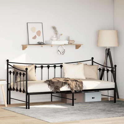 Daybed with Trundle without Mattress Black 92x187 cm Single Metal