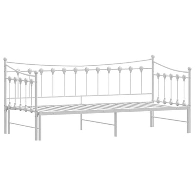 Daybed with Trundle without Mattress White 92x187 cm Single Metal