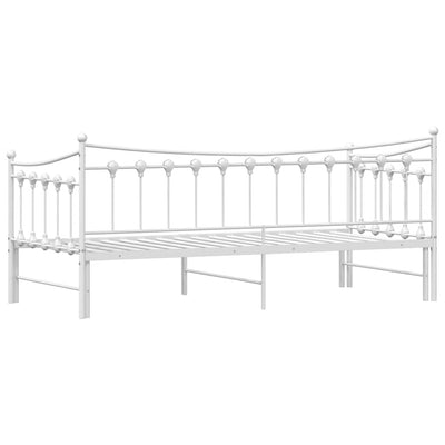 Daybed with Trundle without Mattress White 92x187 cm Single Metal