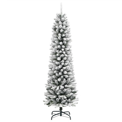 Artificial Slim Christmas Tree with Flocked Snow 120 cm PVC&PE