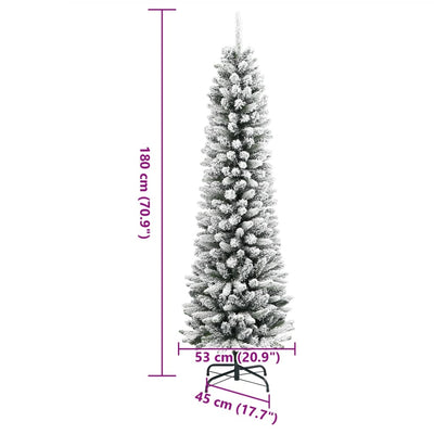 Artificial Slim Christmas Tree with Flocked Snow 180 cm PVC&PE