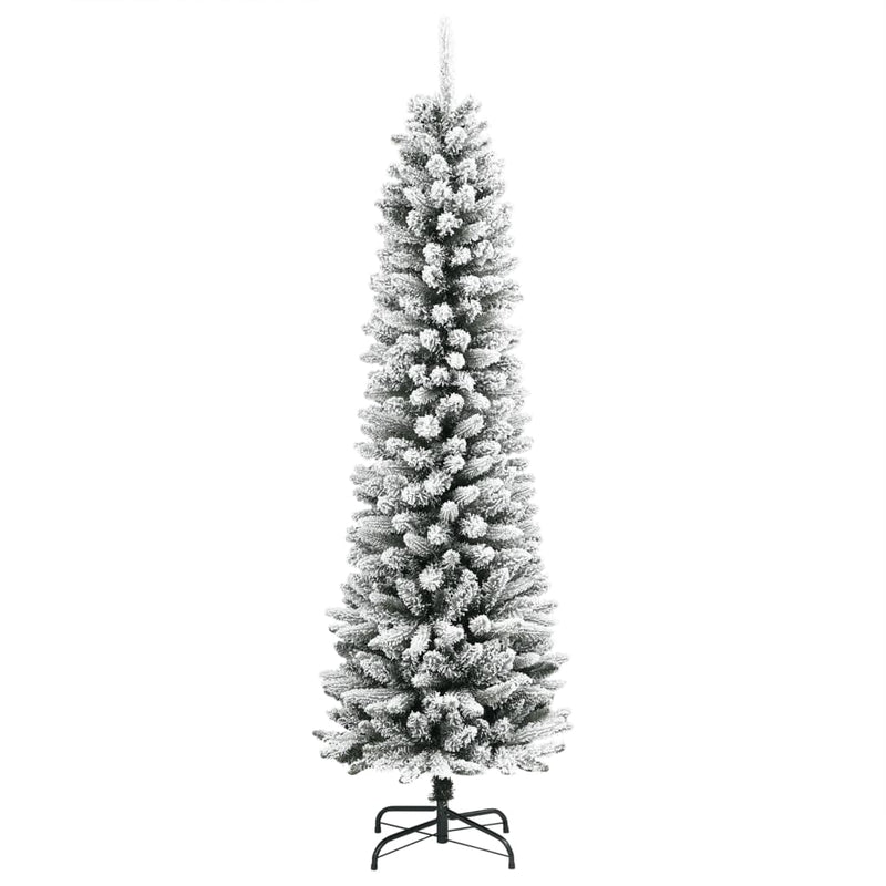 Artificial Slim Christmas Tree with Flocked Snow 240 cm PVC&PE