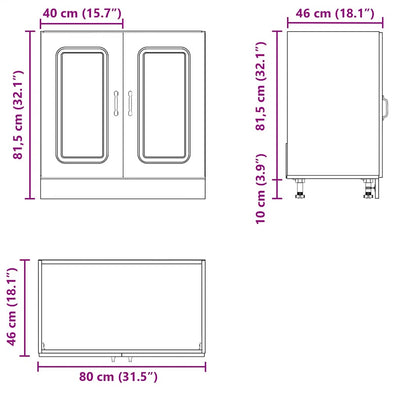 Sink Base Cabinet Kalmar White 80x46x81.5 cm Engineered Wood