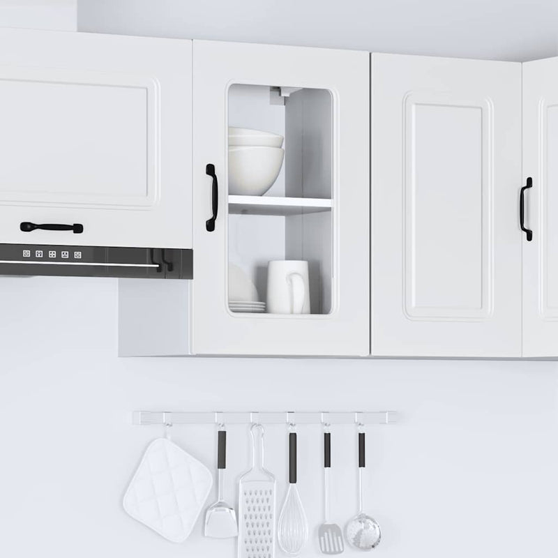 Kitchen Wall Cabinet with Glass Door Kalmar White Engineered Wood