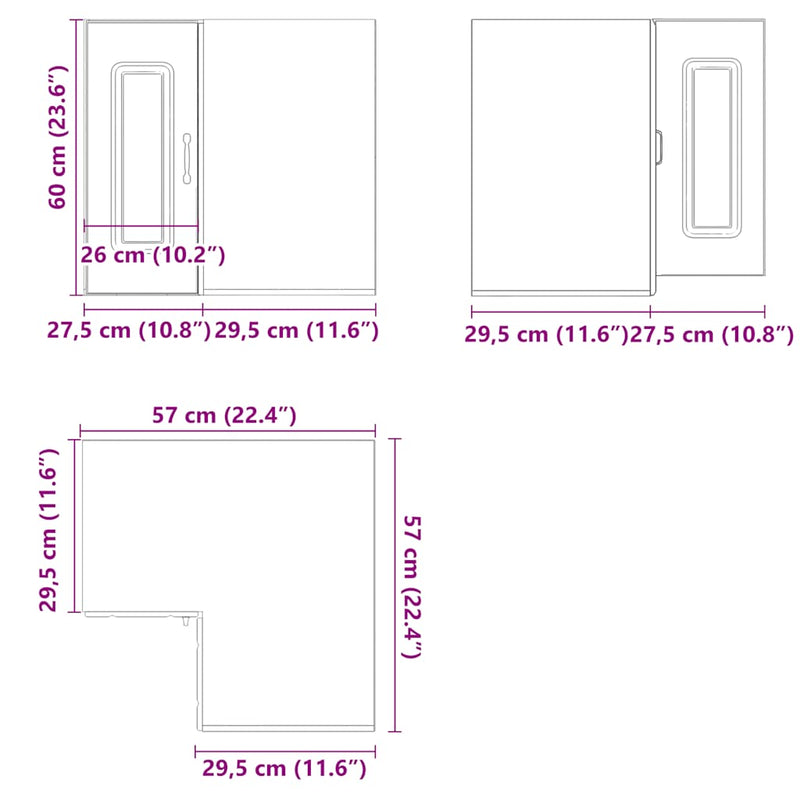 Kitchen Wall Corner Cabinet Kalmar White Engineered Wood