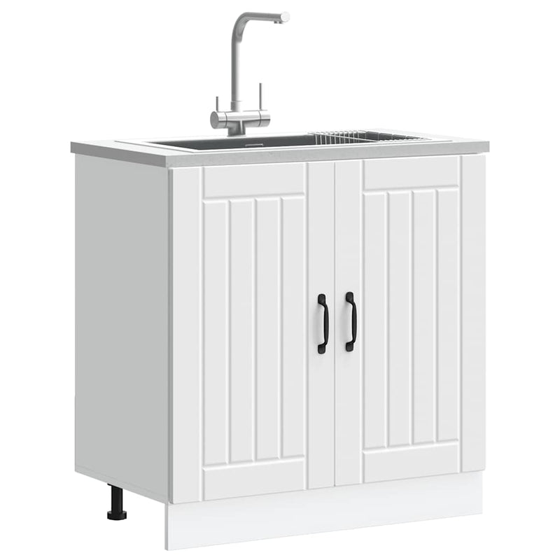 Sink Base Cabinet Lucca White Engineered Wood