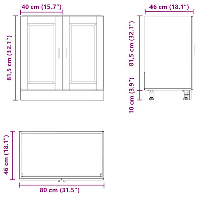 Sink Base Cabinet  Porto White 80x46x81.5 cm Engineered Wood