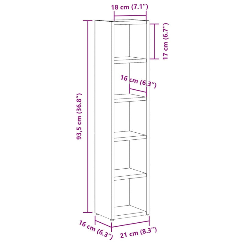 CD Cabinets 2 pcs Artisan Oak 21x16x93,5 cm Engineered Wood