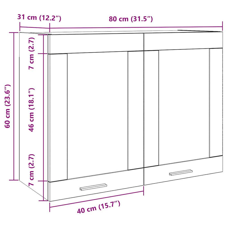 Hanging Glass Cabinet Concrete Grey 80x31x60 cm cm