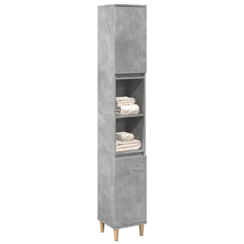 Bathroom Cabinet Concrete Grey 30x30x190 cm Engineered Wood