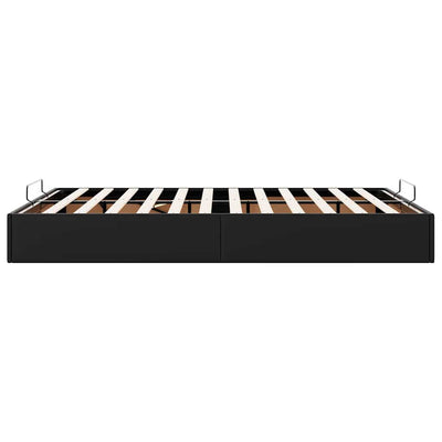 Ottoman Storage Bed Frame without Mattress Black Double Faux Leather