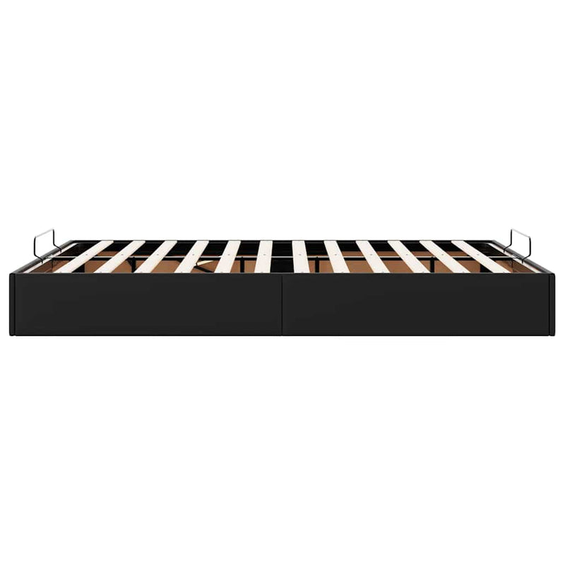 Ottoman Storage Bed Frame without Mattress Black Double Faux Leather