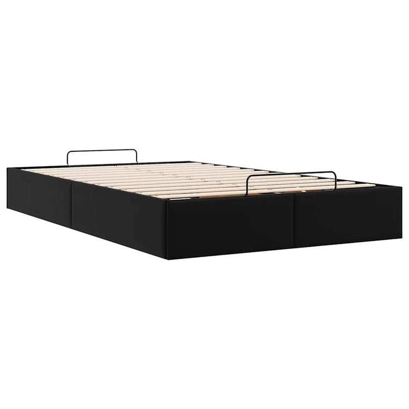 Ottoman Storage Bed Frame without Mattress Black King Single Faux Leather