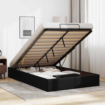 Ottoman Storage Bed Frame without Mattress Black King Single Faux Leather