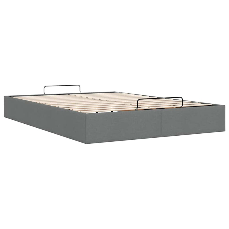 Ottoman Storage Bed Frame without Mattress Dark Grey Double Fabric