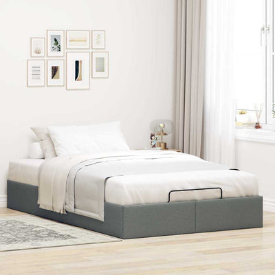 Ottoman Storage Bed Frame without Mattress Dark Grey King Single Fabric