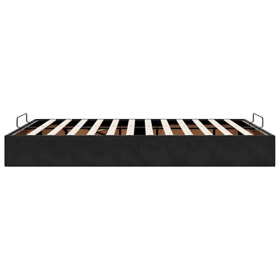 Ottoman Storage Bed Frame No Mattress Black Double Velvet