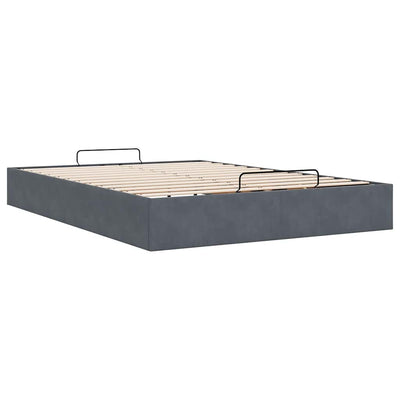 Ottoman Storage Bed Frame No Mattress Dark Grey Queen Velvet