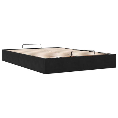 Ottoman Storage Bed Frame No Mattress Black Queen Velvet