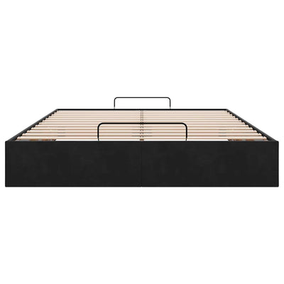 Ottoman Storage Bed Frame No Mattress Black Queen Velvet