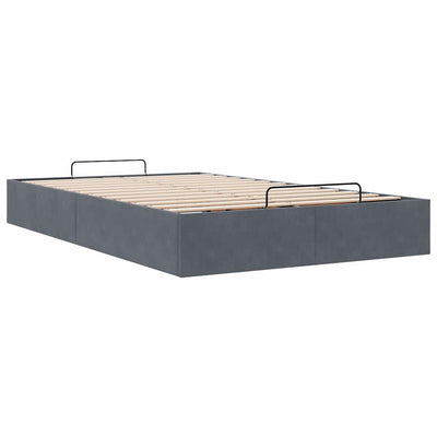 Ottoman Storage Bed Frame No Mattress Dark Grey King Single Velvet