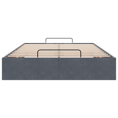 Ottoman Storage Bed Frame No Mattress Dark Grey King Single Velvet