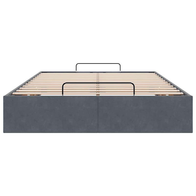 Ottoman Storage Bed Frame No Mattress Dark Grey King Single Velvet