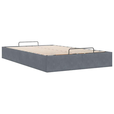 Ottoman Storage Bed Frame No Mattress Dark Grey King Single Velvet