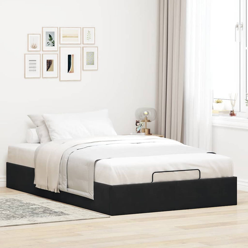 Ottoman Storage Bed Frame No Mattress Black King Single Velvet