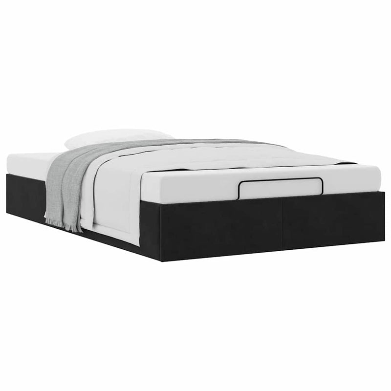 Ottoman Storage Bed Frame No Mattress Black King Single Velvet