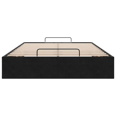 Ottoman Storage Bed Frame No Mattress Black King Single Velvet