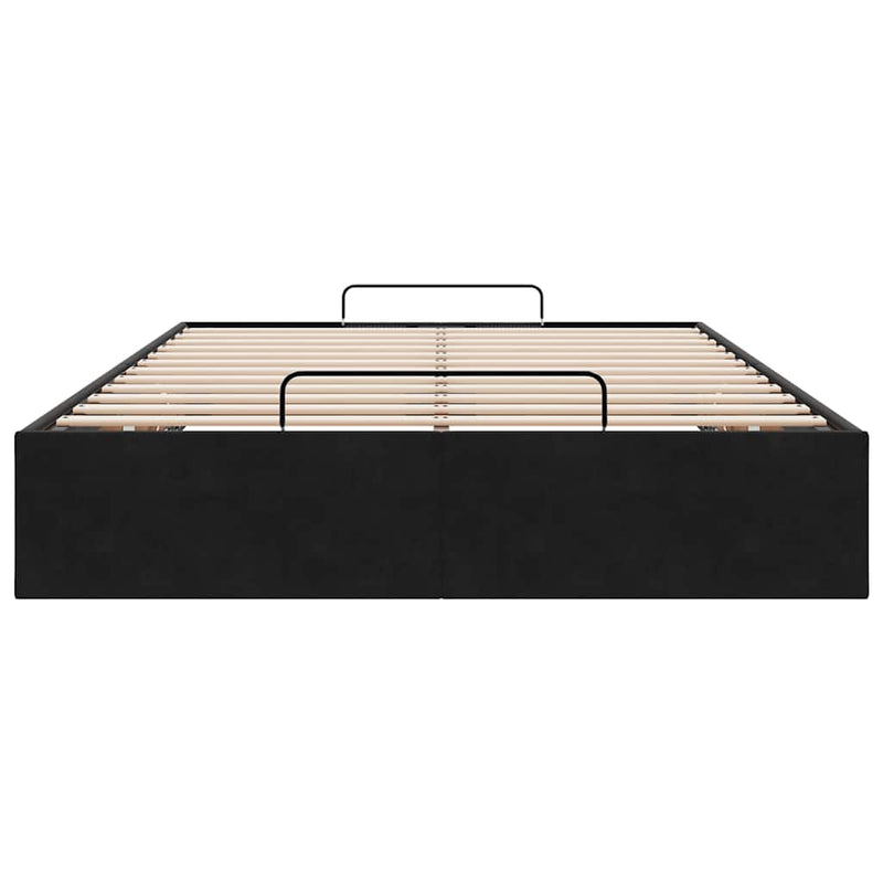 Ottoman Storage Bed Frame No Mattress Black King Single Velvet