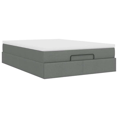 Ottoman Bed with Mattress Dark Grey Double Fabric