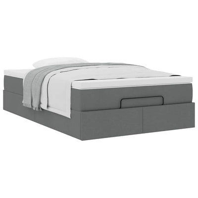 Ottoman Bed with Mattress Dark Grey Super Single Fabric