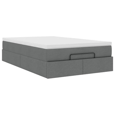 Ottoman Bed with Mattress Dark Grey Super Single Fabric