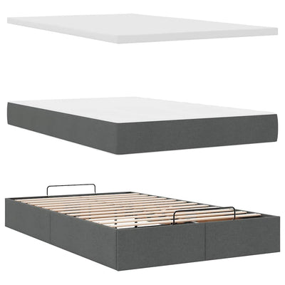 Ottoman Bed with Mattress Dark Grey Super Single Fabric