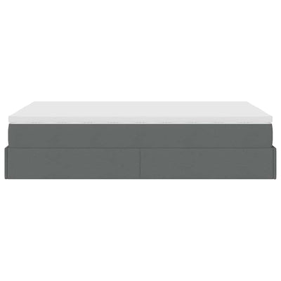 Ottoman Bed with Mattress Dark Grey Super Single Fabric