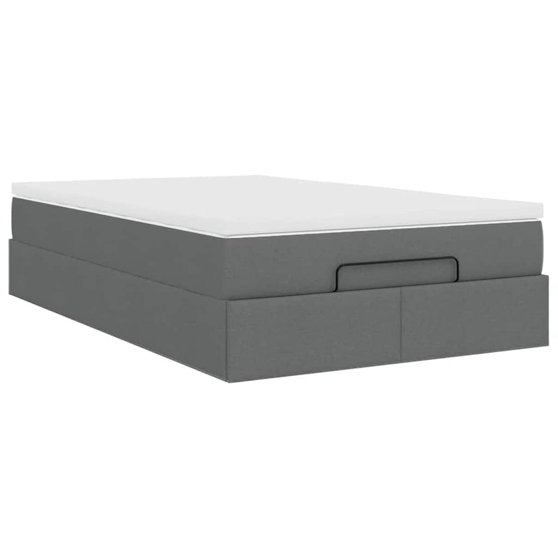 Ottoman Bed with Mattress Dark Grey Super Single Fabric