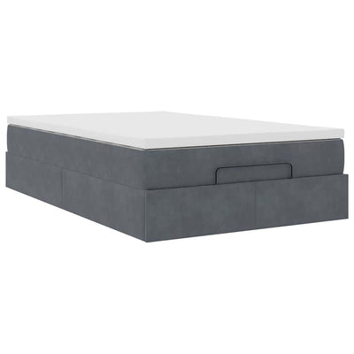 Ottoman Bed with Mattress Dark Grey Super Single Velvet